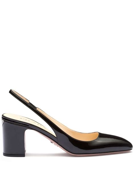 patent-leather slingback pumps prada|Prada leather slingback wedge pumps.